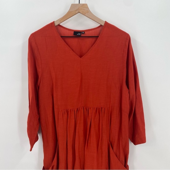 Lisa Bayne Oversized Linen Midi Dress Medium - Picture 6 of 7